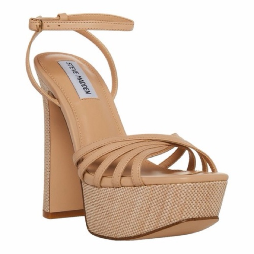 Steve Madden Mips Ankle Strap Platform Heels – Nude – Size 5.5